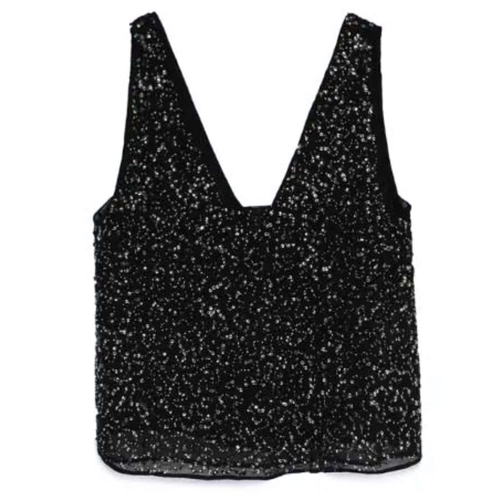 Zara Sequin Top Black/Gold